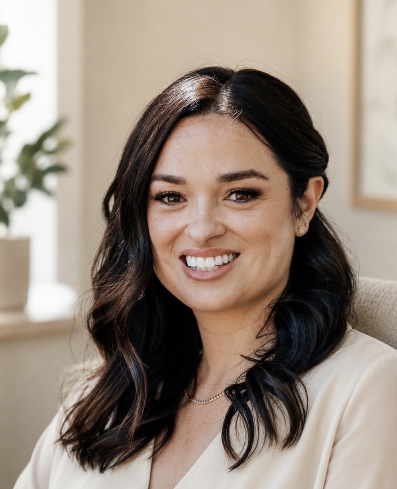 Claire McKeon smiling in a therapy space